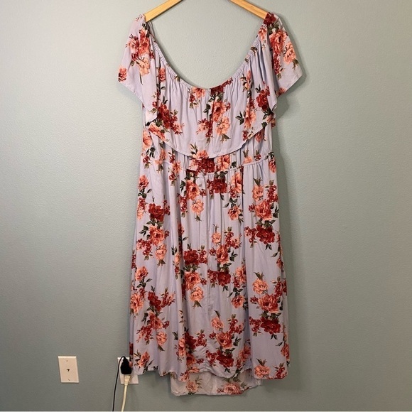 NWT BP Light Blue/Lavender Floral Off The Shoulder Midi Dress Size 4X - Picture 2 of 7